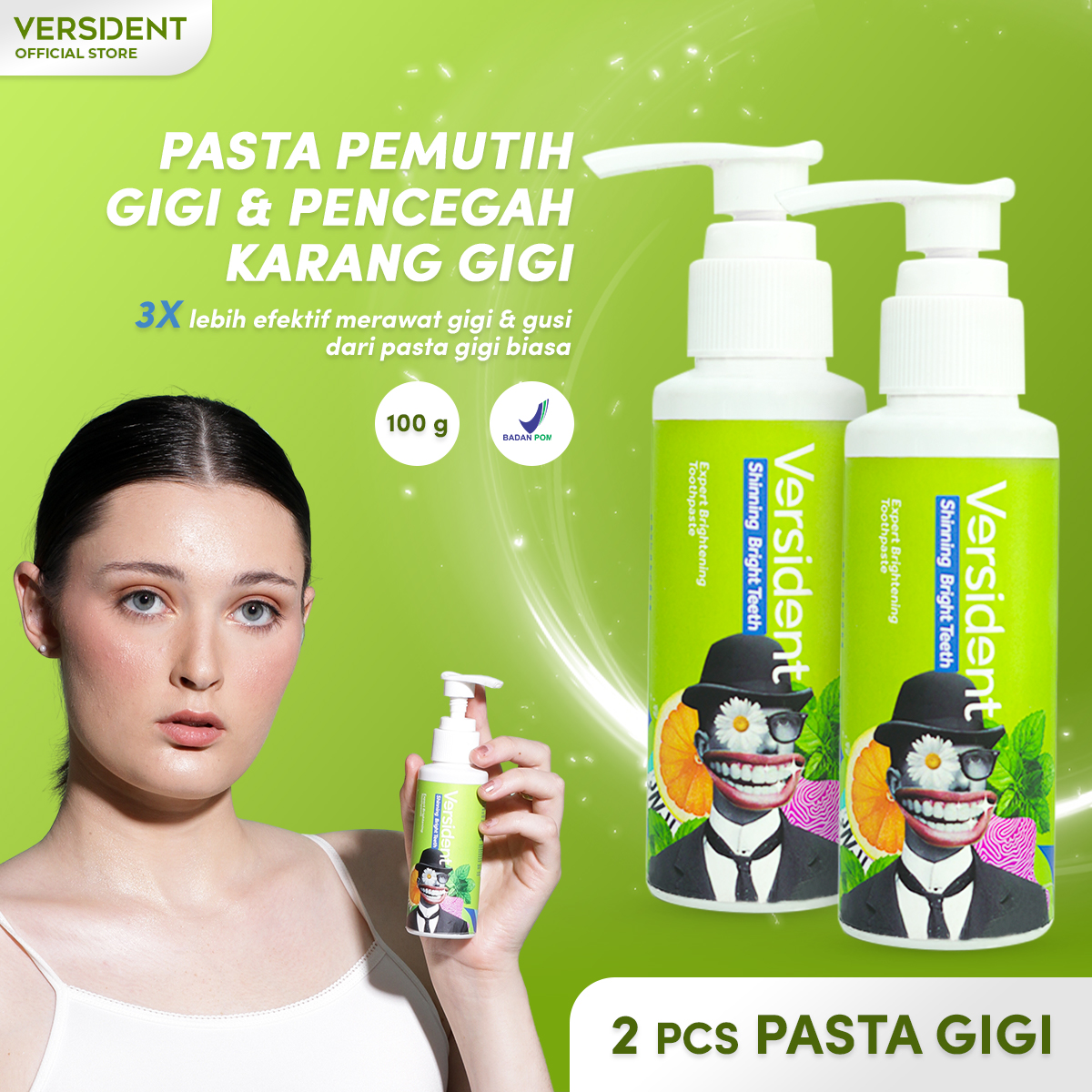Pasta gigi Versident untuk mencegah karang gigi, terdaftar BPOM