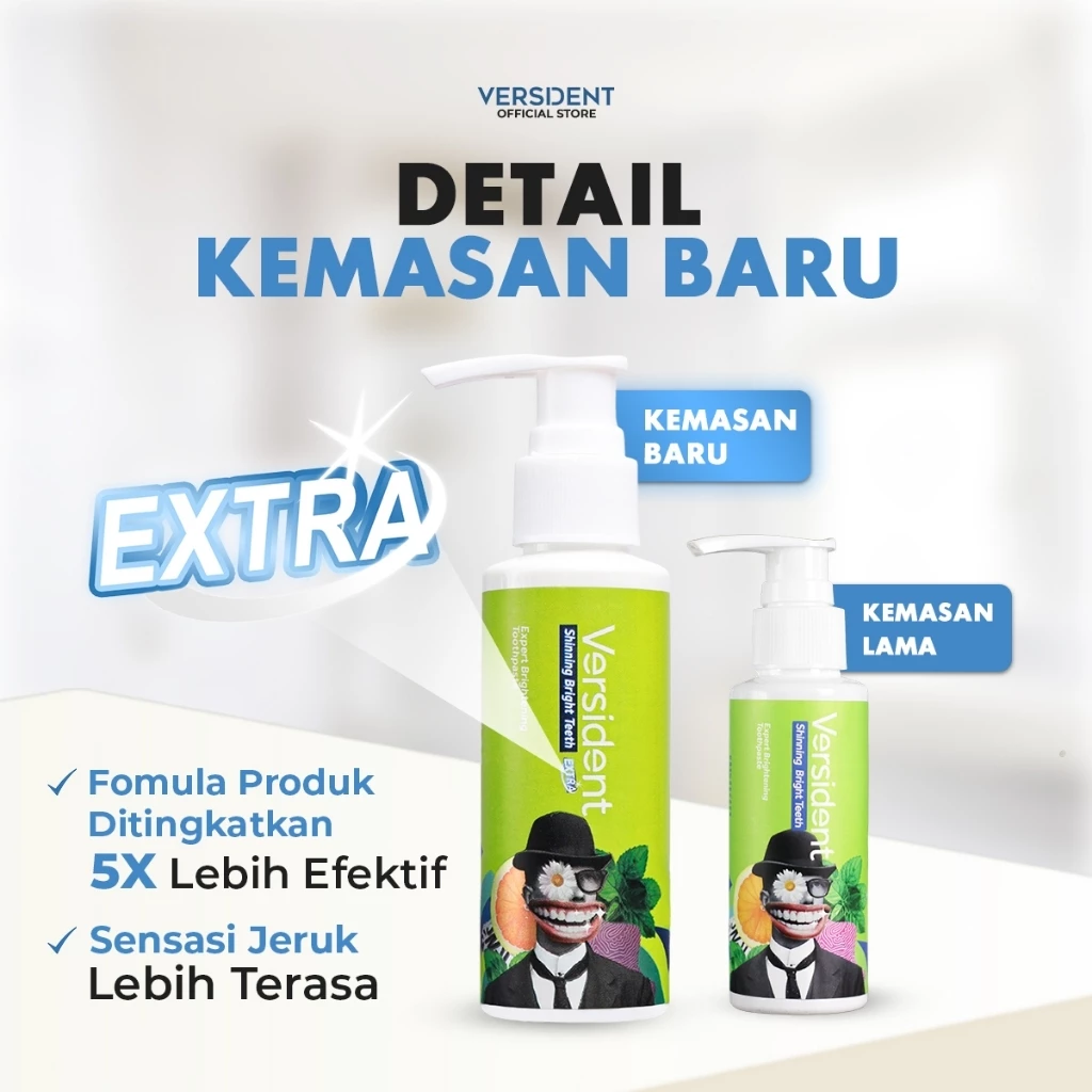 Detail kemasan baru Versident, 5x lebih efektif